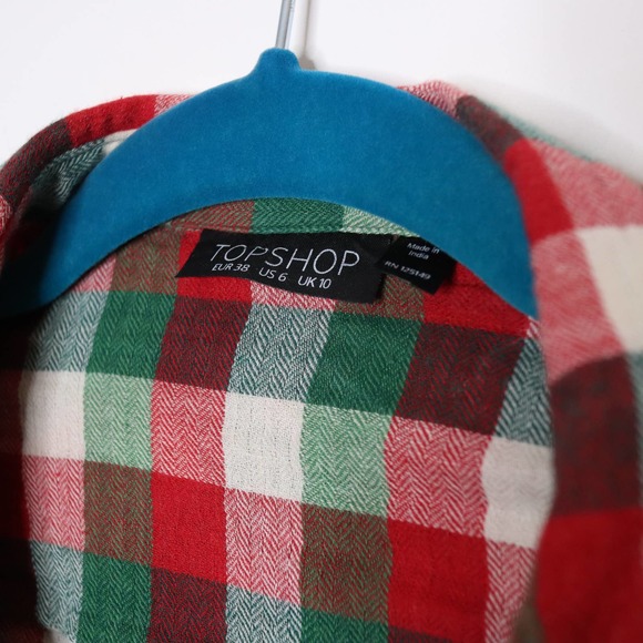 TOPSHOP Western Plaid Long Sleeve Flannel Shirt 6 - Picture 7 of 9